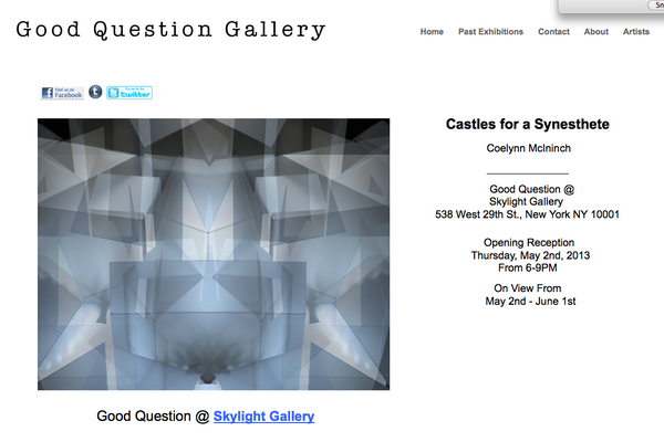 Coelynn's tweet photo. #photo  Opening May 2nd #Chelsea #NYC  #GoodQuestionGallery #SkylightGallery #synesthesia http://t.co/4C5rM9l5L3