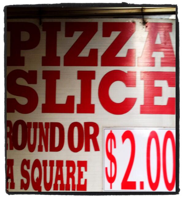 sarahsansom's tweet image. Proof of inflation in New York #pizzaprices #typography