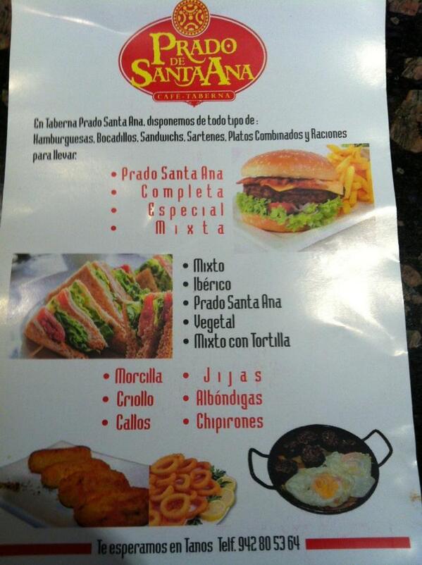 ¿No te apetece cocinar? Tenemos hamburguesas, sandwichs, sartenes y raciones para llevar. Pídenos en el 942805364.