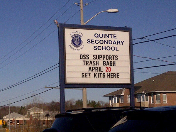 QSSBIZ's tweet photo. We are all set for #QuinteTrashBash this weekend! Get your kits at QSS starting at 8:30 #qssleadership http://t.co/gbI1DQnwZT