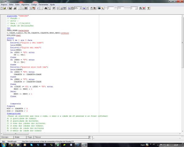 mateustecnoid's tweet image. Minha companhia para esta noite #visualg #portugol #algoritmo.