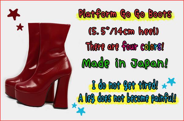 AssistCosplay's tweet photo. [New Short Boots Arrival]

That's Platform Go Go Boots!!
There are 4 colors.

http://t.co/UmigxFpLLJ http://t.co/XUzmzKbrTo