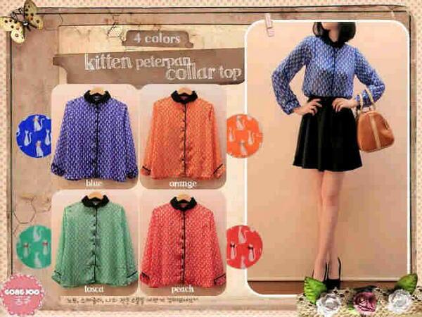 VioletOS_'s tweet image. Kitten peterpan collar shirt @87rb, bahan sifon, fit to L, FREE INNER