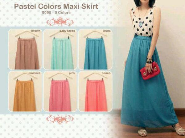 VioletOS_'s tweet image. Pastel colors maxi skirt @87rb, P94 LP64-100, bahan chiffon+furing