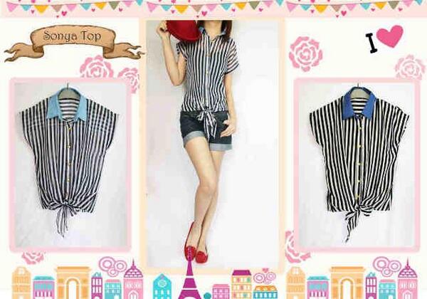 VioletOS_'s tweet image. Sonya Stripe Top @76rb, bahan Cerruty, fit to L