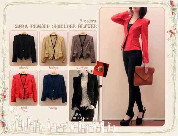 VioletOS_'s tweet image. Zara Peaked Shoulder Blezer @90rb, bahan Twistcone, fit to L
