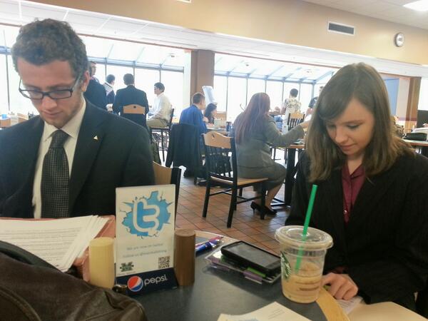 ECForensics's tweet photo. @EmersonCollege debaters hard at work at #NFA http://t.co/e4KEwErdsA