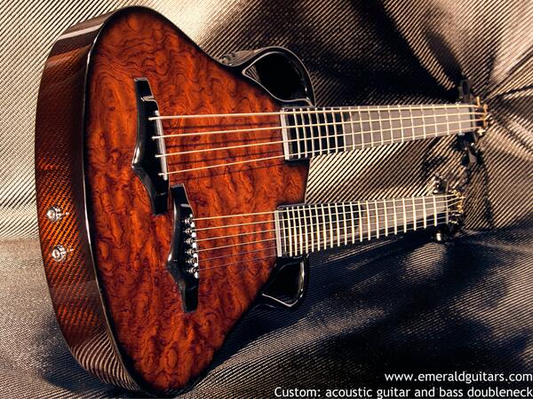 EmeraldGuitars's tweet photo. Our carbon fiber custom doubleneck is an acoustic bass and guitar, all in one!
@guitarplanetmag http://t.co/jaYMOpH0Lf