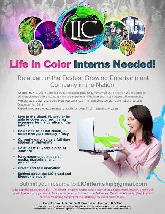 <a href="/lictour/">LIC - Life In Color</a> is looking for interns in the Miami,FL area!!