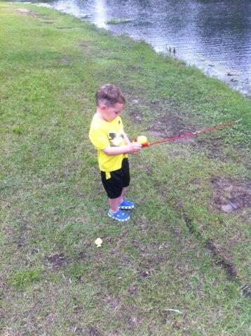HingleChad's tweet photo. Jovi with his first rod and reel http://t.co/w1omDaZdx3