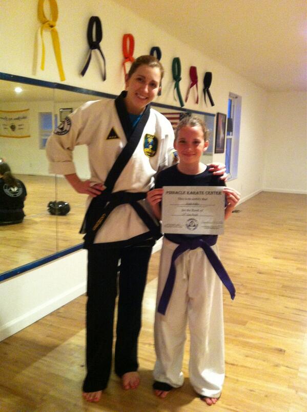 My baby received her purple belt tonight in karate. Good job Kayla!!