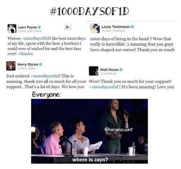 1D69JB's tweet image. #1000daysof1D and there's no sign of Zayn