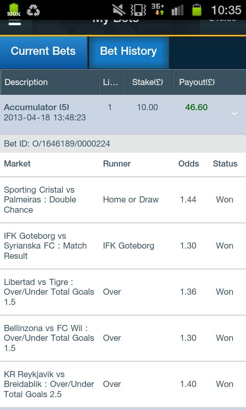 OverUnderAcca's tweet photo. Another nice little winner last night too. £10 into £46 http://t.co/nJJUPI5S5x