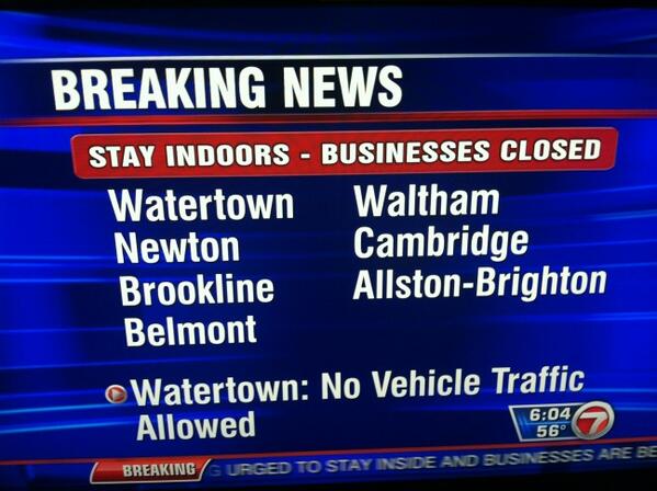 List of towns where folks are told to stay indoors and businesses closed. #7news