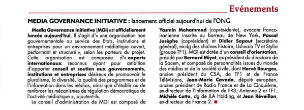 MG_Initiative's tweet photo. Lancement officiel de l'ONG Media Governance Initiative annoncé dans le Satellifax du 17 avril. http://t.co/NJ9FoQ4uet