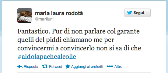 popoloviola's tweet photo. Pare che mezzo Pd stia telefonando a Maria Laura Rodotà per convincere il padre a fare un passo indietro http://t.co/ipUGUBXsqe