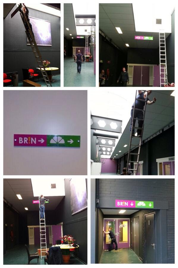 De bewegwijzering bij #brin is aangebracht. Een klus op hoog niveau... #MarneSignmakers