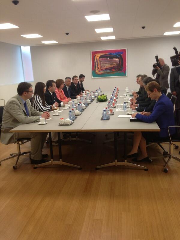HoxhaLabinot's tweet photo. #Kosovo, #Serbia dialogue teams sealing the deal with EU on normalisation of relations @ #NATO's D/Sec Gen. Vershbow http://t.co/HZqxAuJzp5