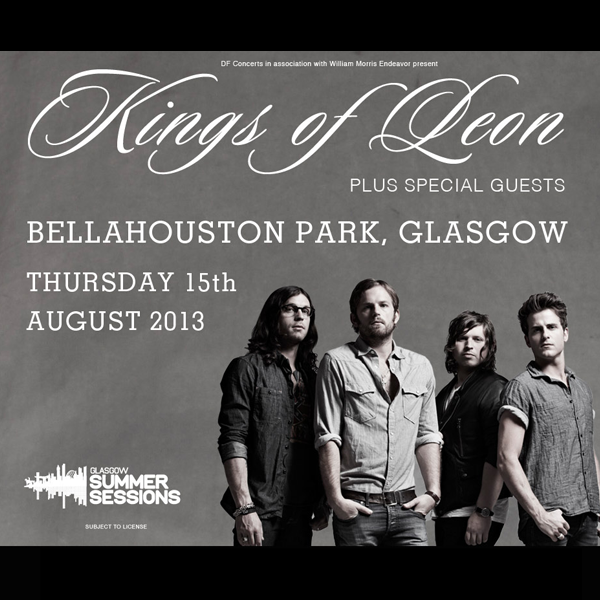 KingsOfLeon's tweet photo. Kings Of Leon will headline Glasgow Summer Sessions in the UK on August 15th. 

For tickets: http://t.co/46TH3so8oZ http://t.co/XNL1En9sER