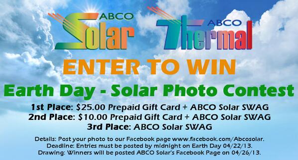 SolarAbco's tweet image. Don't forget to enter our Solar Photo Contest for Earth Day.