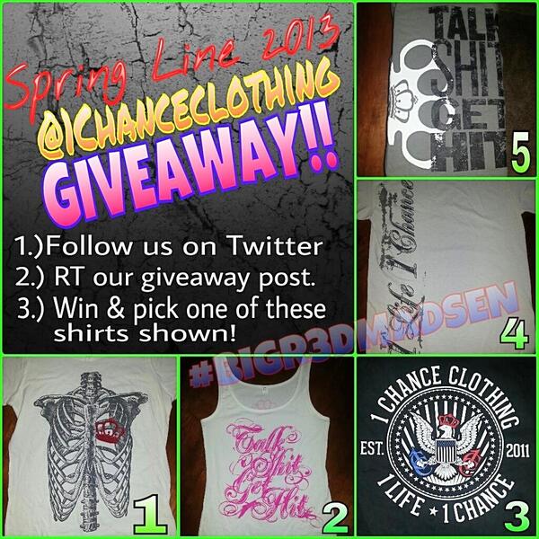 1ChanceClothing's tweet photo. Last day to enter the contest spread the word! http://t.co/f9oL0NMCPw