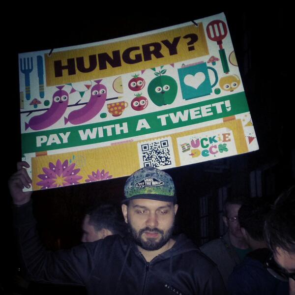 kaaes's tweet photo. Tweet and get a sausage! Marketing by @DuckieDeck. I approve. http://t.co/CUEdl7QoaA