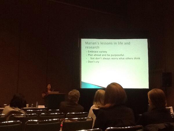 MeridethGattis's tweet image. My favourite talk at #SRCD today. Advice from Marian Sigman to young researchers: don&apos;t cry.