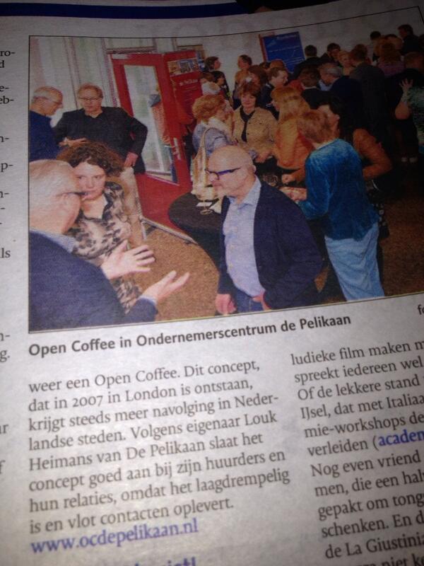 LoukHeimans's tweet photo. #opencoffee #zevenaar was 17 april in @ocdePelikaan . Super druk en de Gelderlander doet vandaag verslag http://t.co/qQyezTtA9h