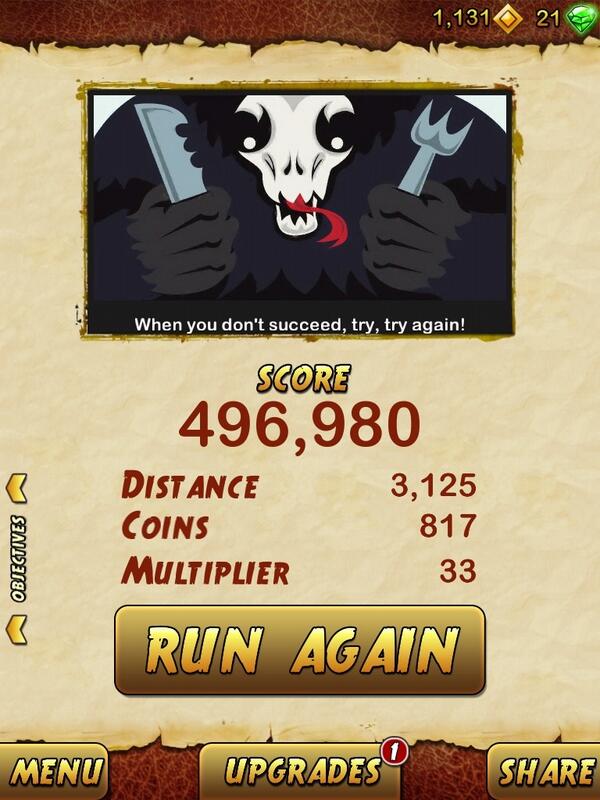 khatumo's tweet photo. I got 496980 points while escaping from a Giant Demon Monkey. Beat that! http://t.co/l0pRovsIdE http://t.co/symWAwH6nP