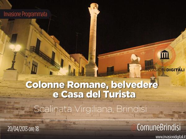 #invasionidigitali Brindisi al via: scalinata Virgiliana ore 18. Invadiamo Brindisi!
facebook.com/events/1477079…