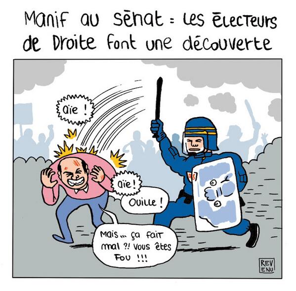 [DESSIN] Quand la #manifpourtous découvre ce que "manifester" veut dire. Par J. Revenu : julienrevenu.blogspot.fr/2013/04/paf-ga… et