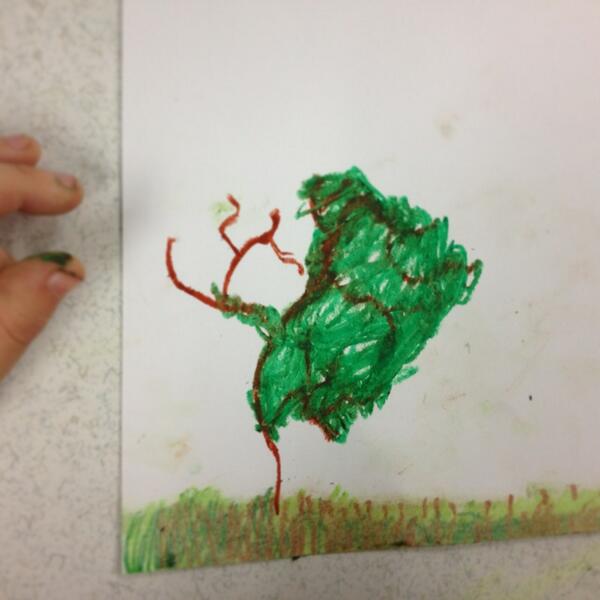 UAsecondgrade's tweet image. Grass and trees in pastel #secondgradeart