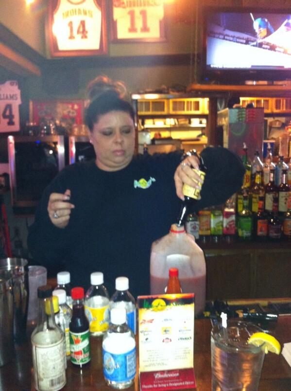 Waterfrontgril2's tweet photo. BOGO Bloody Mary's Saturday all day! Done right by twitter sensation @InThaBoot ! http://t.co/6yNEwpWJso