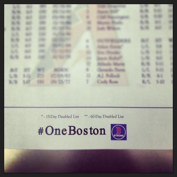#OneBoston &amp; #BostonStrong appear on this weekend's #Rockies Magazine &amp; scorecard rosters.