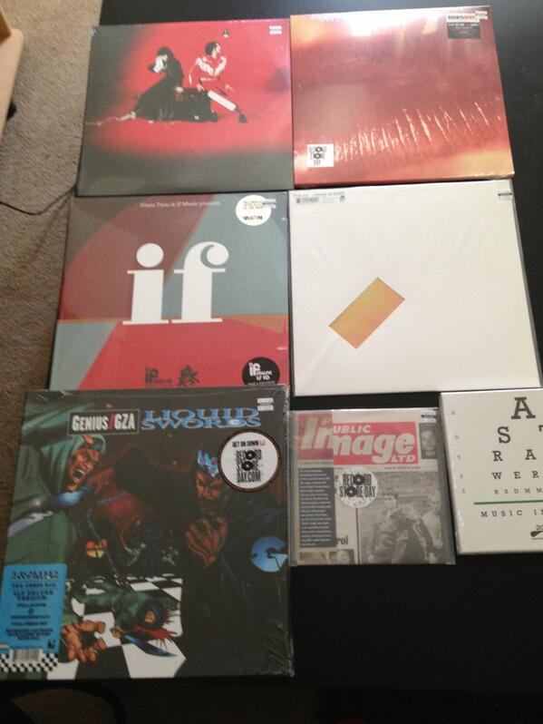 BenAbstrakt's tweet photo. The scores!  @recordstoreday @AmoebaSF @ninjatunehq @thecure @pilofficial @TheRealGZA @youngturksrec @Astralwerks http://t.co/OzjTcbXD0R