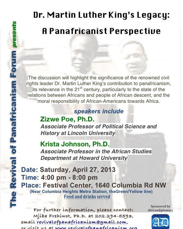 PanAfricForum's tweet photo. Register now for our event on Martin Luther King &amp; Pan Africanism April 27 in Washington, DC https://t.co/bT2c25jk4i http://t.co/TauF02YnVK