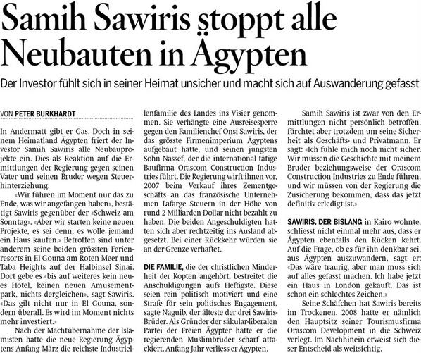PeterBurkhardt's tweet image. Samih #Sawiris stoppt alle Neubauten in Ägypten - und macht sich auf die Auswanderung gefasst #SchweizamSonntag