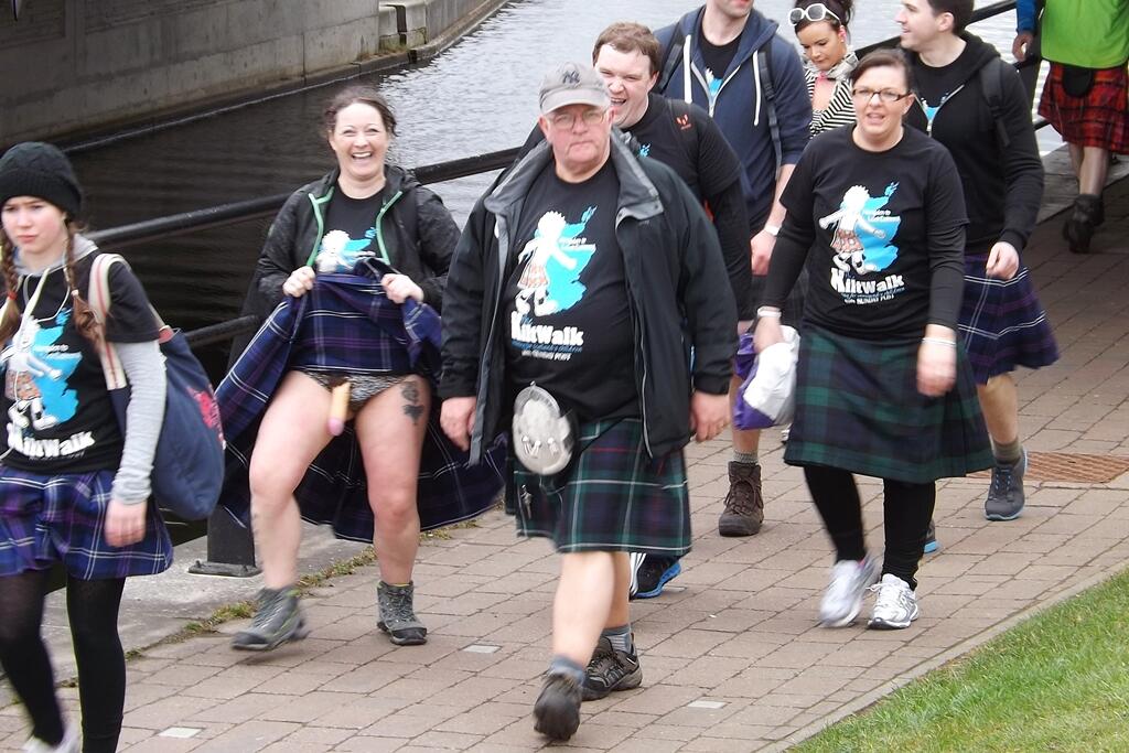 “What DOES a true Scotswoman wear under her kilt :-) #kiltwalk #lol” .