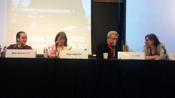 NovelStrumpet's tweet image. There Be Dragons panel with #RobinHobb #RaymondEFeist and #MarieBrennan at the #BookFest