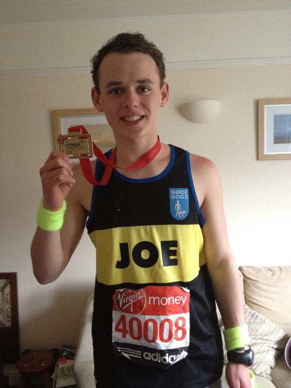 MyRun4GuideDogs's tweet image. Completed my London marathon :) 4:16 :) very happy and very sore :(