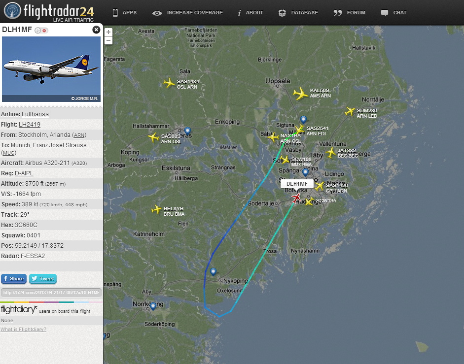 Flightradar24 on Twitter: "Lufthansa flight LH2419 from Stockholm ...