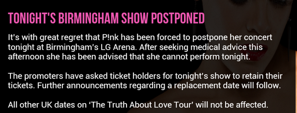 Chelsea10Laura's tweet photo. .@pink shows for other UK shows shouldn't be affected @PinkFans_ @PinkEuropeans @PinkGlobalArmy @PinkUKfans http://t.co/Z3bnCgrdbs