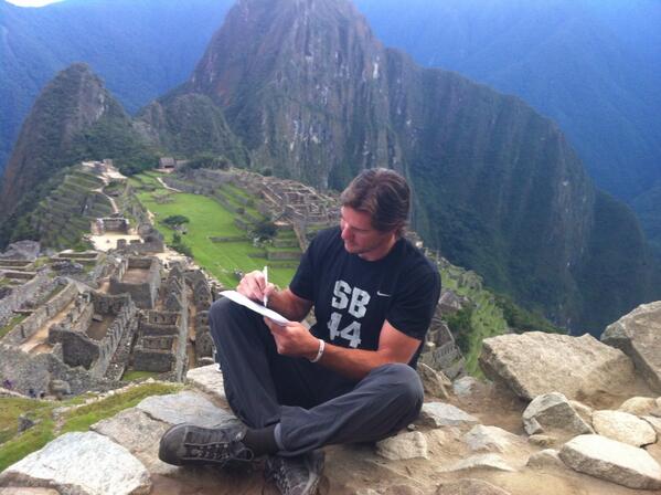SportsCenter's tweet image. Scott Fujita signed a 1-day contract to retire as a Saint... from Machu Picchu.  (via @GregBensel)