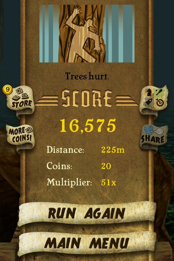 cammik1's tweet photo. I got 16,575 points while escaping from demon monkeys. Beat that! http://t.co/YaiWsxQbOF #TempleRunj http://t.co/YFApk04ine