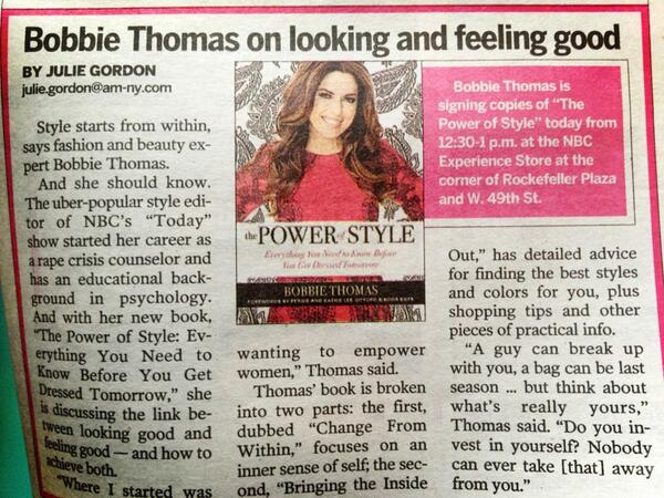 Congratulations @BobbieThomas on the release of #ThePowerOfStyle.. we love the message!