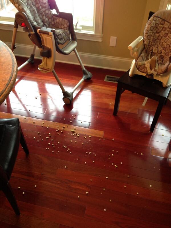 ryandiem's tweet photo. Just your average everyday breakfast crumbs...  About 60% makes it in their mouths http://t.co/JHi4phXSog