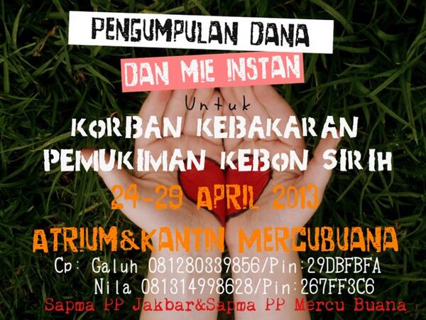 Ulurkan bantuan kalian utk ikut berpartisipasi dalam pengumpulan dana utk Korban Kebakaran Kebon Sirih