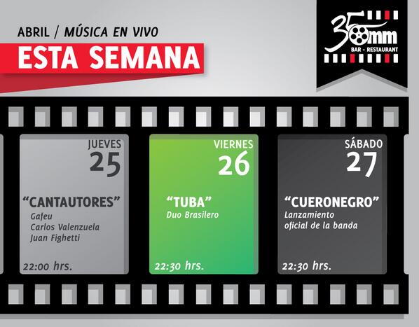 35mmResto_Bar's tweet photo. Esta Semana en 35mm/ 2do Piso http://t.co/9jXwoxRDH7