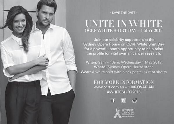 Join us next Wednesday at Sydney Opera House at 10am to celebrate White Shirt Day #whiteshirt2013