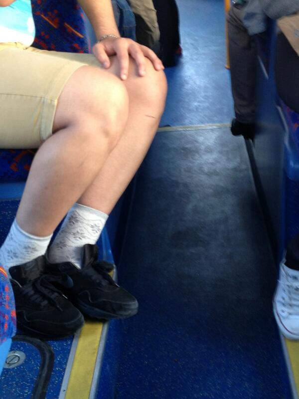 This should not be allowed on a man #shavedlegs #childrenssocks #wtf